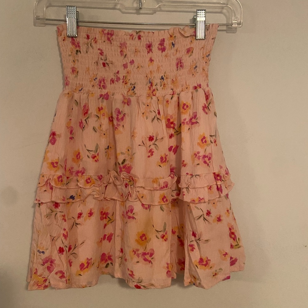 Kendall & Kylie Floral Peach Ruffle Skirt